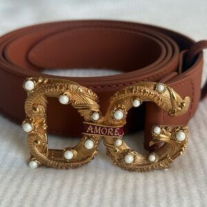 Dolce & Gabbana Brown Amore Belt with Dust Bag (NWT)